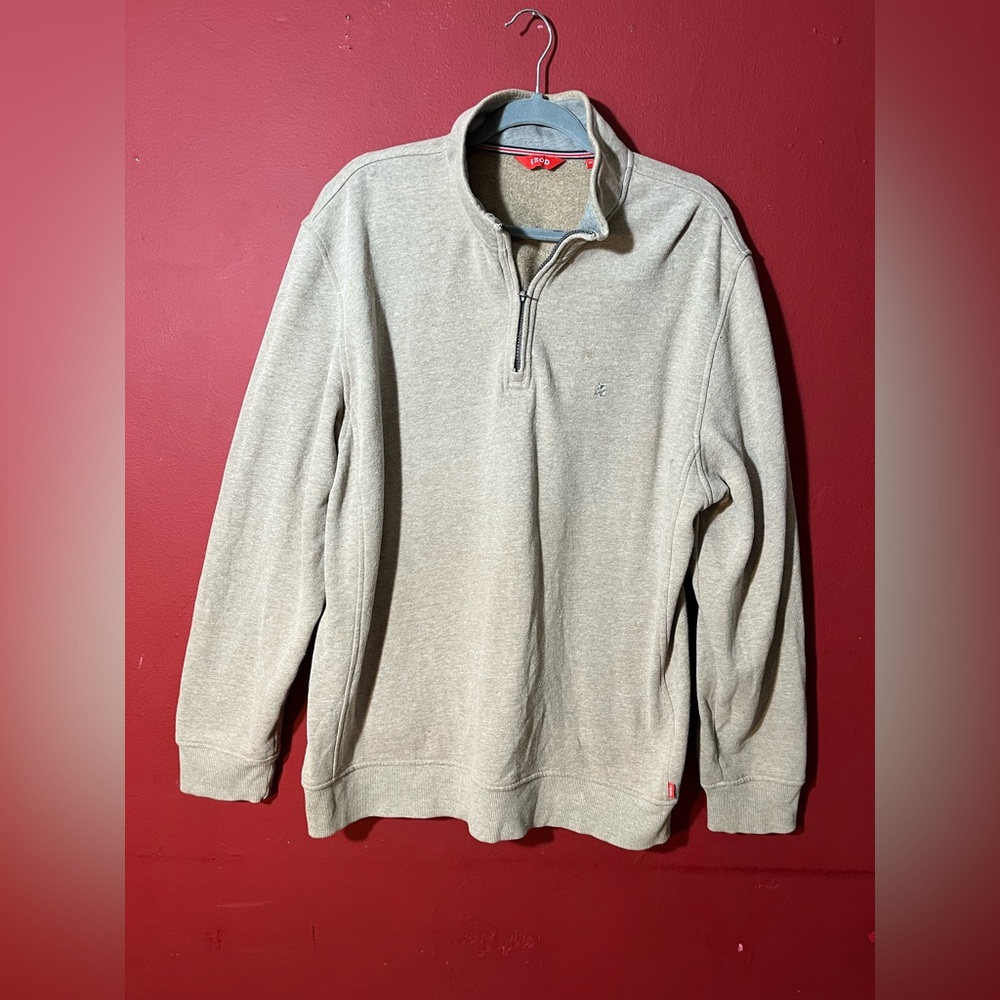 Izod Men's Light Tan Zip-Up Sweater
